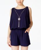 Bcx Juniors' Cold-shoulder Necklace Romper