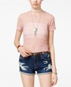 American Rag Juniors' Sheer Cropped Lace T-shirt, Created For Macy's
