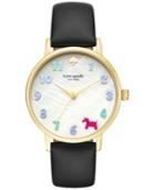 Kate Spade New York Women's Metro Black Leather Strap Watch 34mm Ksw1252