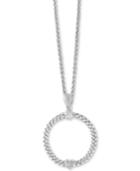 Effy Diamond Accent Circle Pendant Necklace In Sterling Silver