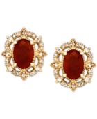 Ruby (1-1/3 Ct. T.w.) & Diamond (1/8 Ct. T.w.) Stud Earrings In 14k Gold