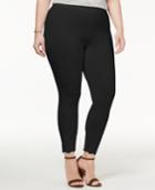 Hue Plus Size Embroidered-floral-hem Capri Leggings