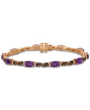 Le Vian Grape Amethyst (4-1/2 Ct. T.w.), Chocolate Diamond (3/4 Ct. T.w.) And Vanilla Diamond (1/4 Ct. T.w.) Tennis Bracelet In 14k Rose Gold
