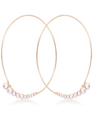 Guess Gold-tone Crystal Graduated Wire Hoop Earrings