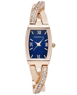 Charter Club Women's Crystal Rose Gold-tone Bangle Bracelet Watch 20x28mm, Only At Macy's