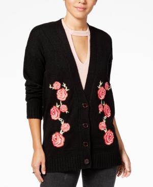 Ultra Flirt Juniors' Floral-patch Cardigan