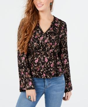 American Rag Juniors' Printed Crochet-trim Top, Created For Macy's