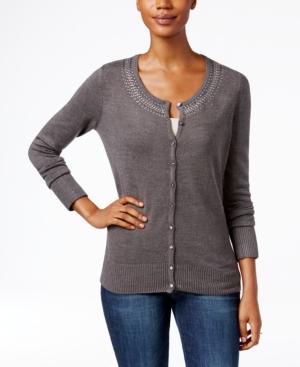 Karen Scott Rhinestone Cardigan, Only At Macy's