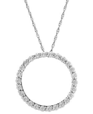 Diamond Necklace, 14k White Gold Diamond Open Circle Pendant (1 Ct. T.w.)