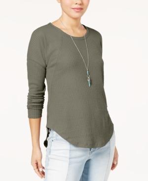 Ultra Flirt Juniors' Waffle-knit High-low Top