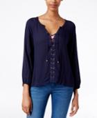 American Rag Lace-up Peasant Top, Only At Macy's