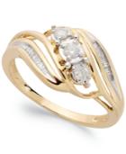 Diamond Three-stone Ring In 10k White Or Yellow Gold (1/5 Ct. T.w.)
