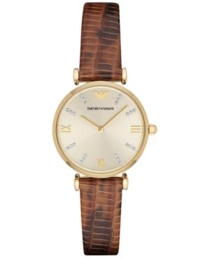 Emporio Armani Women's Dark Brown Leather Strap Watch 32mm Ar1883