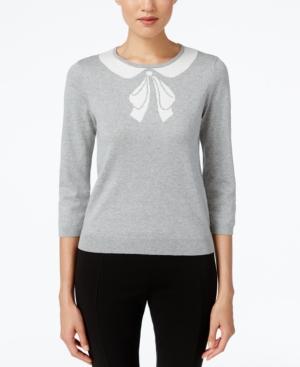 Cece Bow Graphic Intarsia Sweater