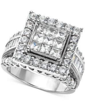 Diamond Princess Halo Cluster Engagement Ring (2-1/2 Ct. T.w.) In 14k White Gold