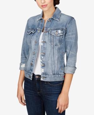 Lucky Brand Ripped Denim Jacket