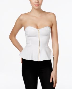 Guess Strapless Zip-front Peplum Top