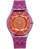 Swatch Unisex Swiss Exotic Charm Purple Fabric Strap Watch 34mm Sfv109