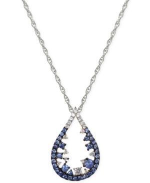 Multi-sapphire Teardrop Pendant Necklace In 14k White Gold (1-1/4 Ct. T.w.)