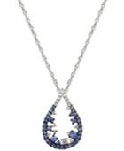 Multi-sapphire Teardrop Pendant Necklace In 14k White Gold (1-1/4 Ct. T.w.)