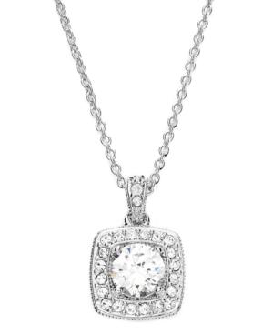 Eliot Danori Necklace, Silver-tone Cushion Cut Crystal And Cubic Zirconia Pendant (1-3/4 Ct. T.w.)
