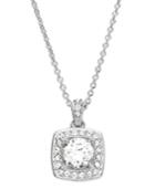 Eliot Danori Necklace, Silver-tone Cushion Cut Crystal And Cubic Zirconia Pendant (1-3/4 Ct. T.w.)
