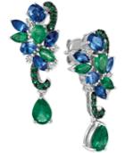 Le Vian Precious Collection Sapphire (1-9/10 Ct. T.w.), Emerald (2-1/10 Ct. T.w.) And Diamond (1/5 Ct. T.w.) Earrings In 14k White Gold, Created For Macy's