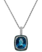 14k White Gold London Blue Topaz (13-1/2 Ct. T.w.) And Blue And White Diamond (1/2 Ct. T.w.) Necklace