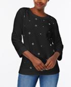 Karen Scott Grommet-embellished Sweatshirt, Created For Macy's