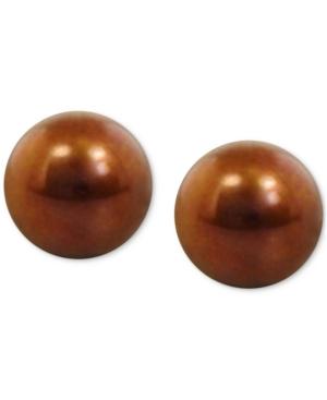 Honora Style Chocolate Cultured Freshwater Pearl Stud Earrings In Sterling Silver (9mm)