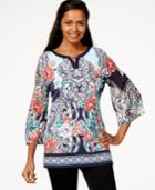 Jm Collection Printed Keyhole Tunic, Only At Macy's
