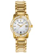 Bulova Women's Diamond-accent Gold-tone Stainless Steel Bracelet Watch 30.5mm