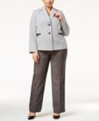 Le Suit Plus Size Two-button Houndstooth Jacket Pantsuit