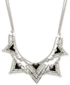 Givenchy Silver-tone Imitation Pearl Black Triangle Statement Necklace