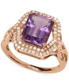 Amethyst (3 Ct. T.w.) And Diamond (3/8 Ct. T.w.) Ring In 14k Rose Gold