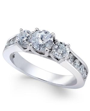 Diamond Trinity Channel-set Engagement Ring (1-1/2 Ct. T.w.) In 14k White Gold