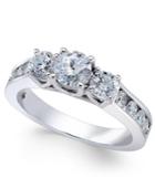 Diamond Trinity Channel-set Engagement Ring (1-1/2 Ct. T.w.) In 14k White Gold