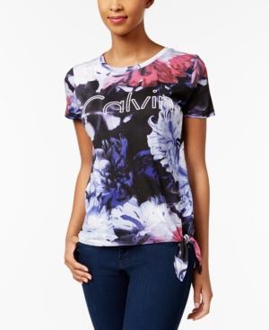 Calvin Klein Jeans Floral-print Tie-hem T-shirt
