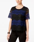 Inc International Concepts Lace Colorblocked Top, Only At Macy's