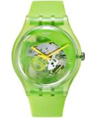 Swatch Unisex Swiss Pomme-tech Green & Yellow Double-layered Silicone Strap Watch 41mm Suog110