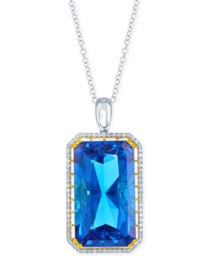 Lali Jewels Swiss Blue Topaz (104-3/4 Ct. T.w.) And Diamond (9/10 Ct. T.w.) Pendant Necklace In 18k White And Yellow Gold