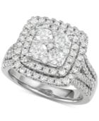 Diamond Double Halo Cluster Ring (2 Ct. T.w.) In 14k White Gold