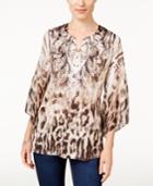 Jm Collection Printed Satin-neck Top, Only At Macy's