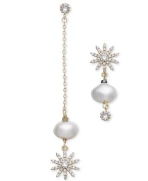 Paul & Pitu Naturally Gold-tone Crystal & Imitation Pearl Mismatch Earrings