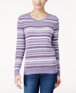 Karen Scott Striped Marled Sweater, Only At Macy's