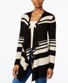 Jm Collection Striped Draped Cardigan, Only At Macy's