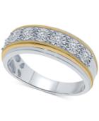 Men's Diamond Two-tone Band (1/4 Ct. T.w.) In Sterling Silver & 14k Gold-plated Sterling Silver
