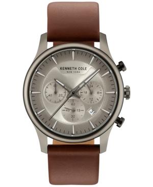 Kenneth Cole New York Men's Light Brown Leather Strap Watch 42mm Kc15106001