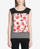 Calvin Klein Striped Floral-graphic Top