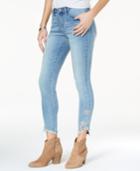 Rampage Juniors' Embroidered Star-cutout Skinny Ankle Jeans